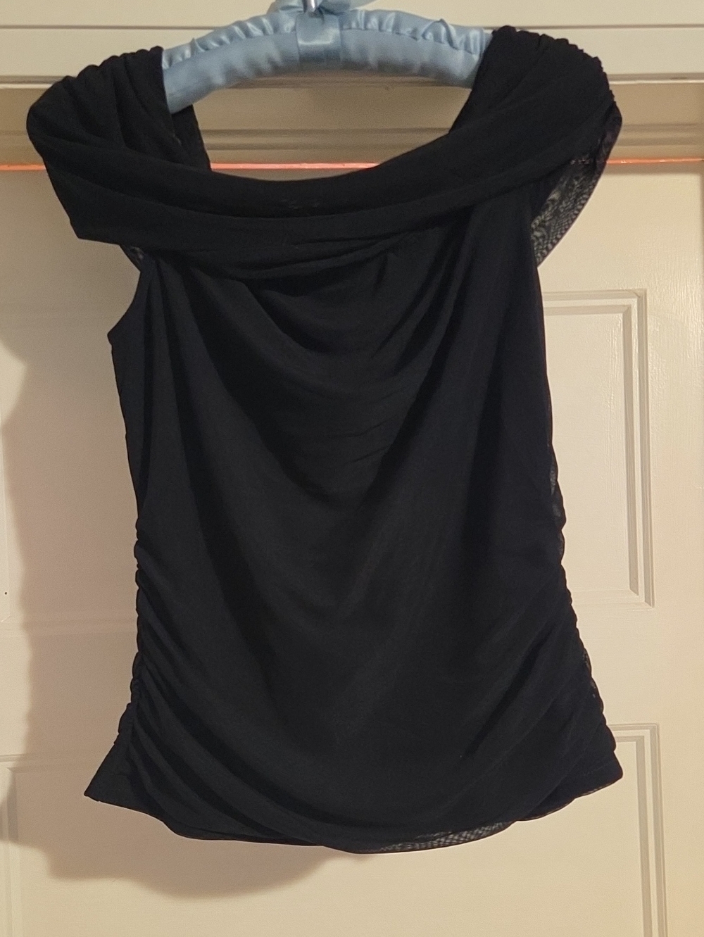 Pretty Garden Women’s Black Draped Cowl Neck Top